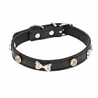 Ошейник «Косточки и стразы» (38 х 1,5 см), черный