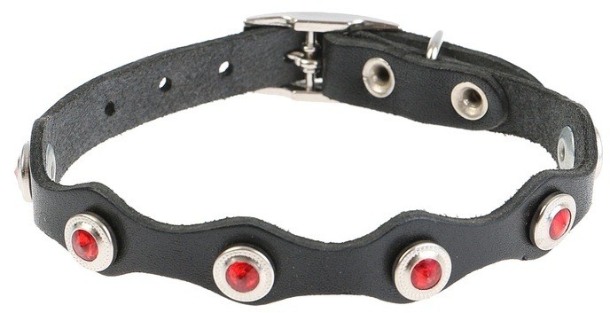 Ошейник однослойный (ширина 1 см) украшенный, цвета в ассортименте