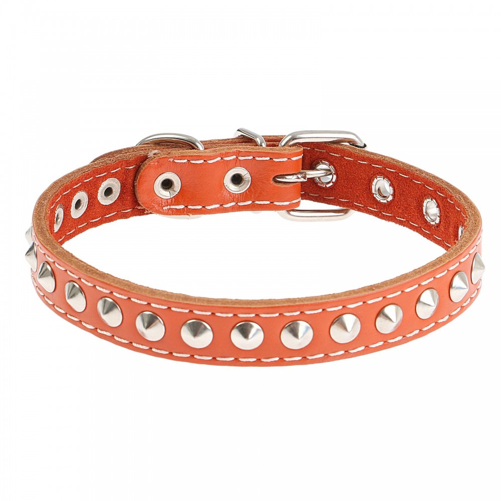 Ошейник с подкладом (ширина 1,7 см) клепаный, цвета в ассортименте