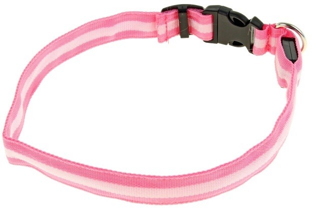 Ошейник с подсветкой (50-58 см) 3 режима свечения, розовый