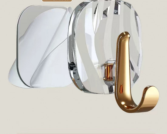 Набор самоклеящихся крючков прозрачных с золотистым держателем