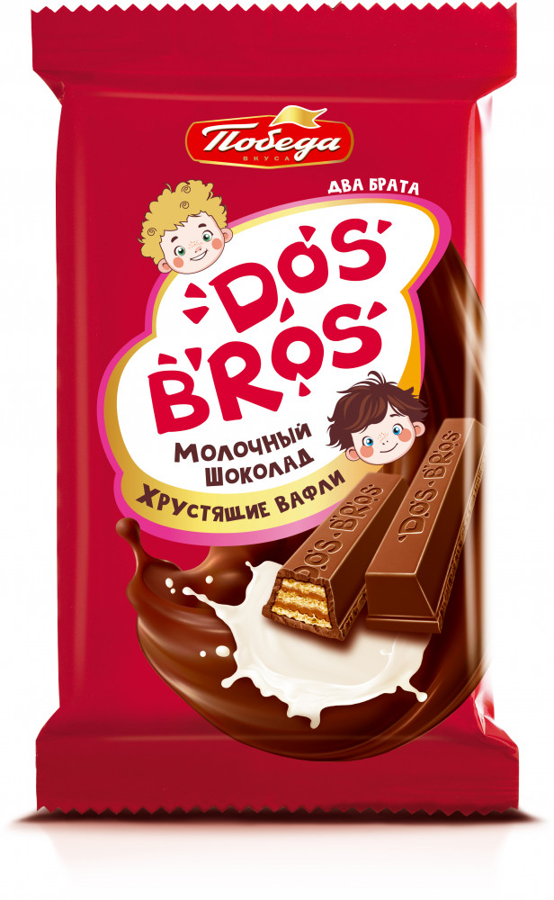 Шоколад молочный с хрустящей вафлей и молочной начинкой «Dos Bros» | Победа