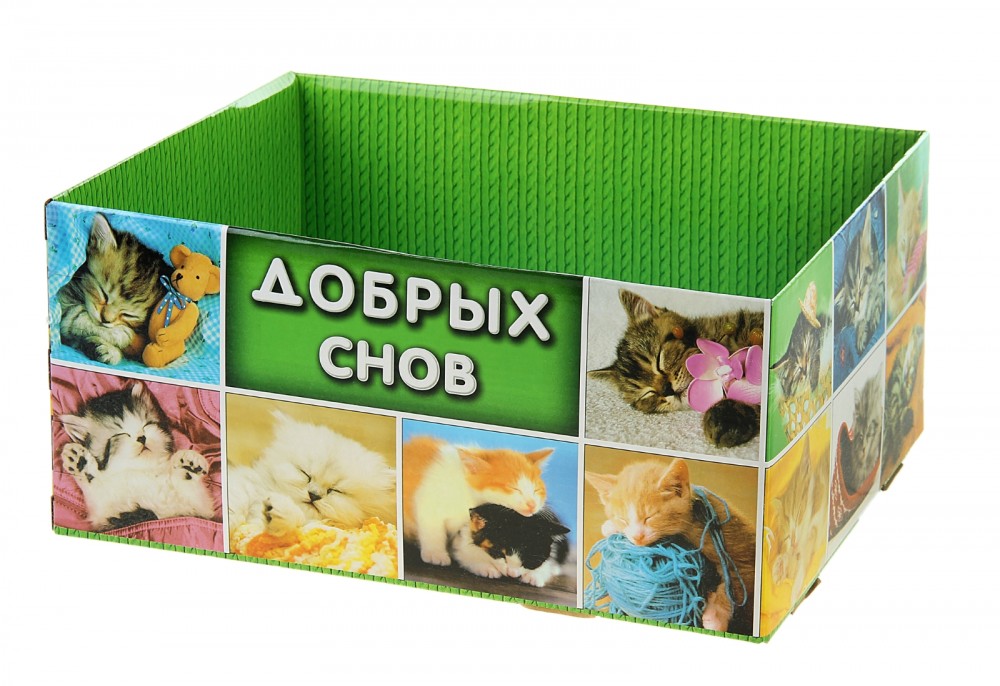 Домик-коробка с матрасом «Добрых снов», открытая | Спящие котята | Пижон