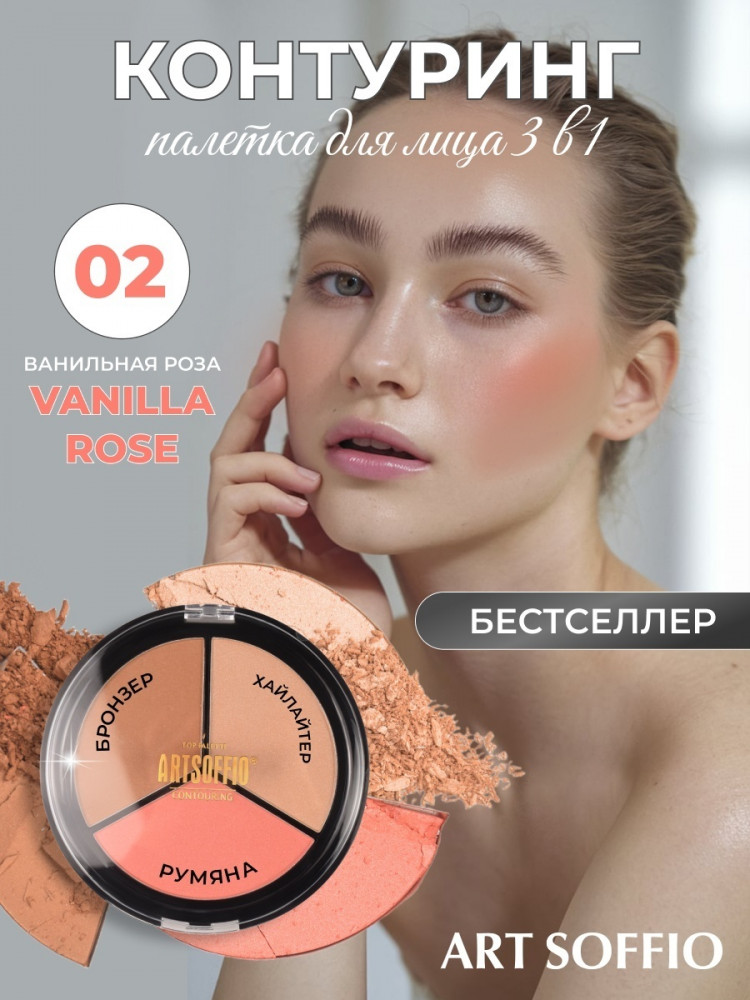 Палетка для контуринга лица, оттенок 02