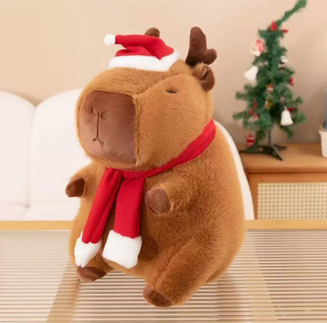 Мягкая игрушка-антистресс «Новогодний капибара оленёнок»