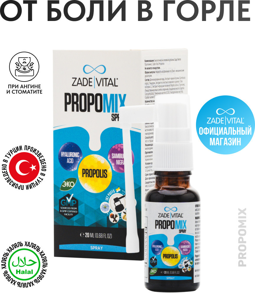 Спрей от боли в горле «Пропомикс» | ZADEVITAL