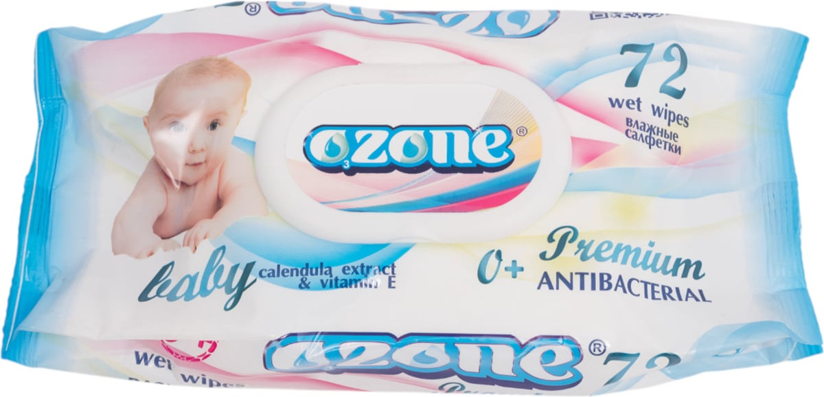 Салфетки влажные для детей с экстрактом календулы и витамина Е «Premium» | Ozone