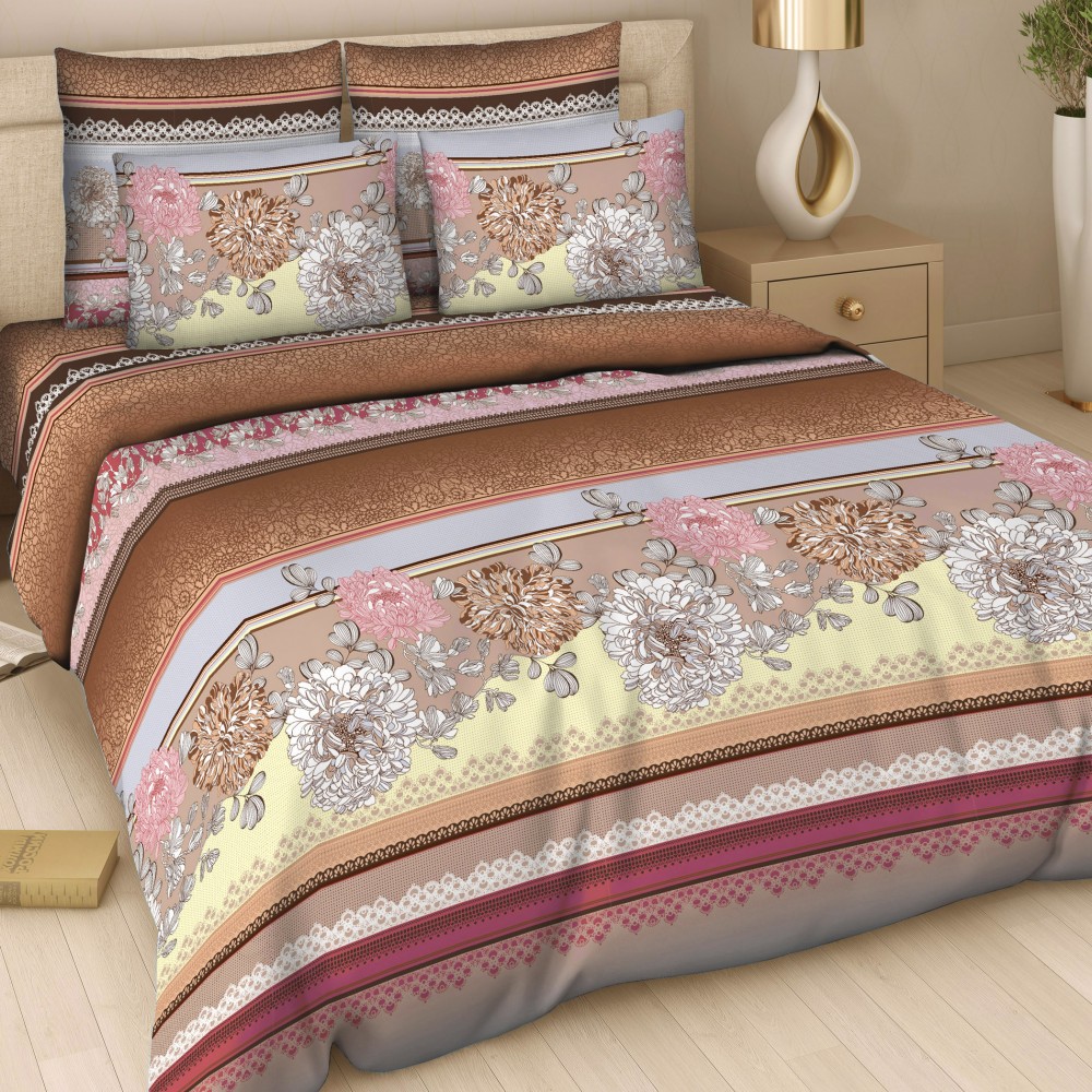 Комплект постельного белья «Рапсодия» (рис. 325/2, 1,5-спальный, поплин, 2 наволочки 70х70) | Золотая | ТДЛ Текстиль