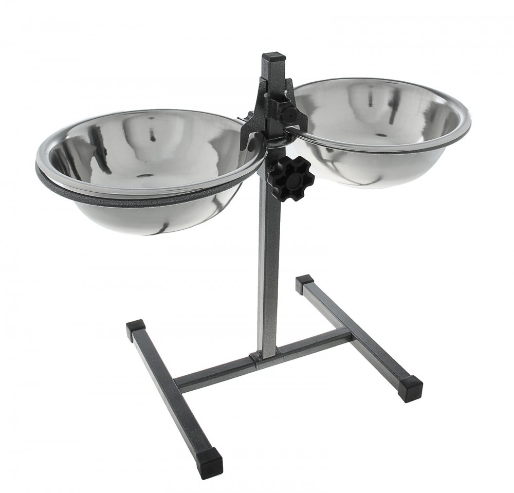 Подставка «Рекс» с регулятором высоты до 47 см, две миски по 2,50 л