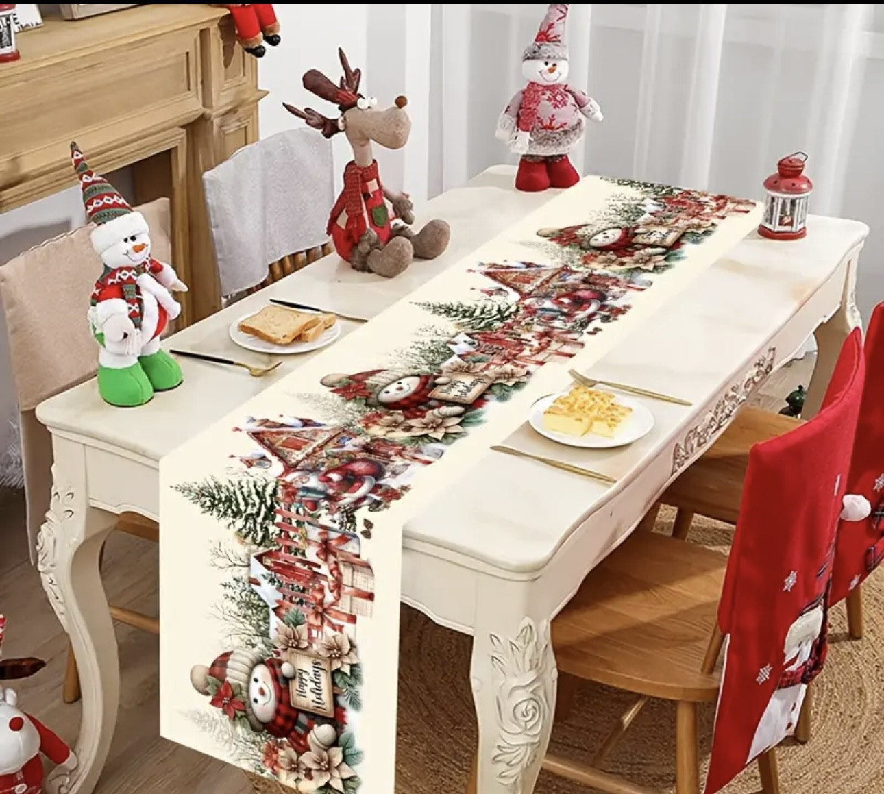 Новогодняя дорожка для стола «Снеговички»