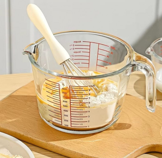 Стеклянный мерный стакан с ручкой и носиком