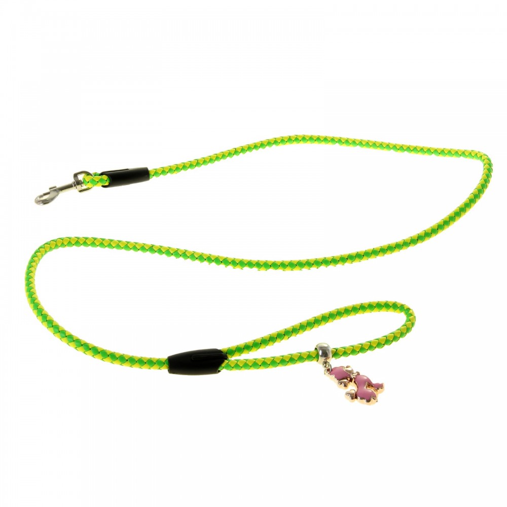 Поводок «Неон» с подвеской-собачкой (118 х 0,8 см), желто-зеленый
