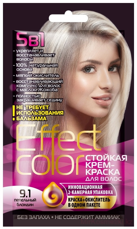 Крем-краска для волос, оттенок 9.1 Пепельный блондин | Effect color