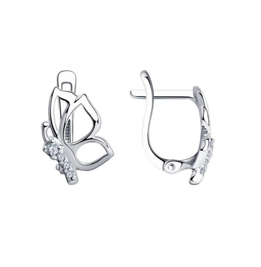 Серьги из серебра с фианитами