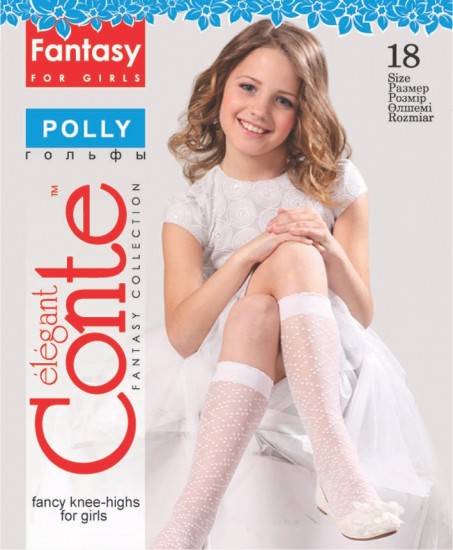 Гольфы детские нарядные «Polly» (bianco, 20 den)