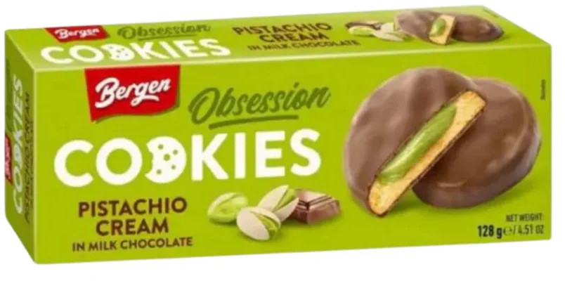 Печенье с фисташковым кремом в молочном шоколаде «Pistachio Cream in Milk Chocolate» | Bergen