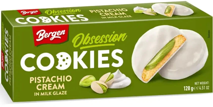 Печенье с фисташковым кремом в молочной глазури «Pistachio Cream in Milk Glaze» | Bergen