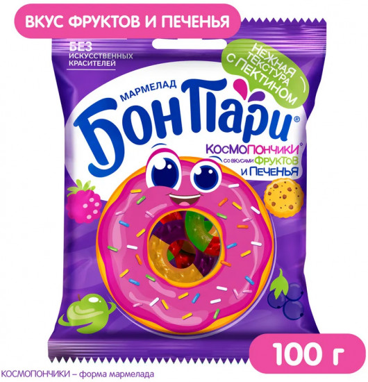Мармелад жевательный со вкусом фруктов и печенья «Космопончики»