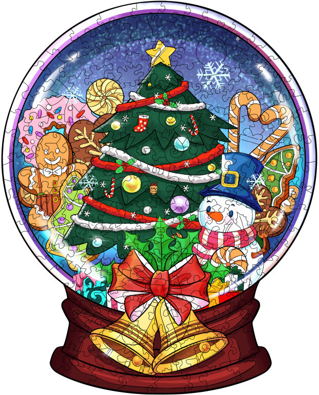 Пазл деревянный «Снежный шар» | Новый год | Woodbests