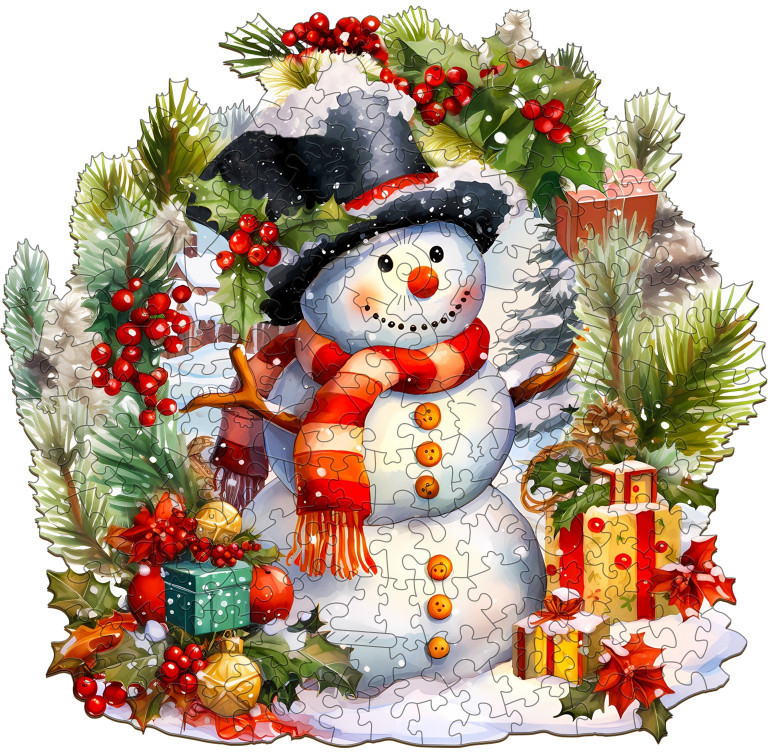 Пазл деревянный «Снеговик Шапочкин» | Новый год | Woodbests