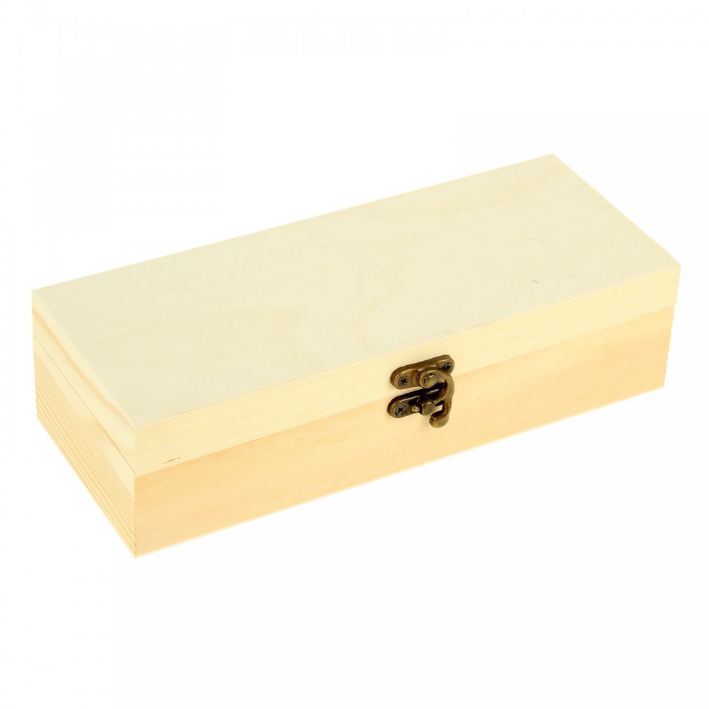 Шкатулка дерево под роспись «Прямоугольная с крючком» 24 х 9,5 х 6 см