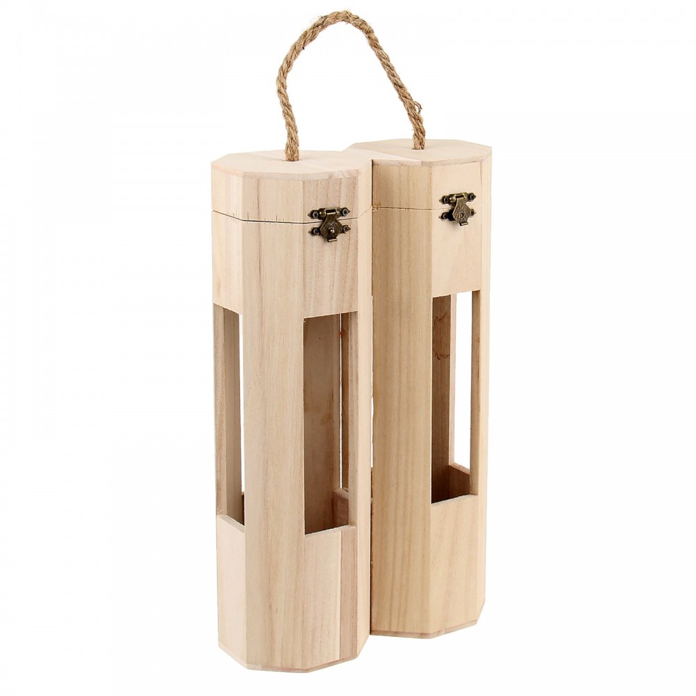 Шкатулка под роспись под 2 бутылки «Двойная с окошком»