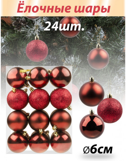 Набор шаров ёлочных «Красный страстный»