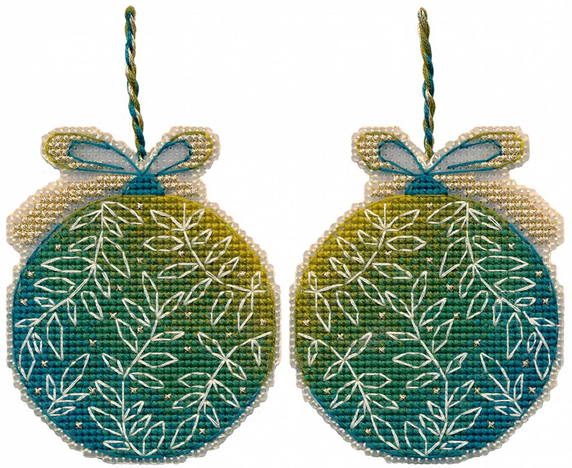 Набор для вышивания «Зелёный шар» | Елочная игрушка | Овен