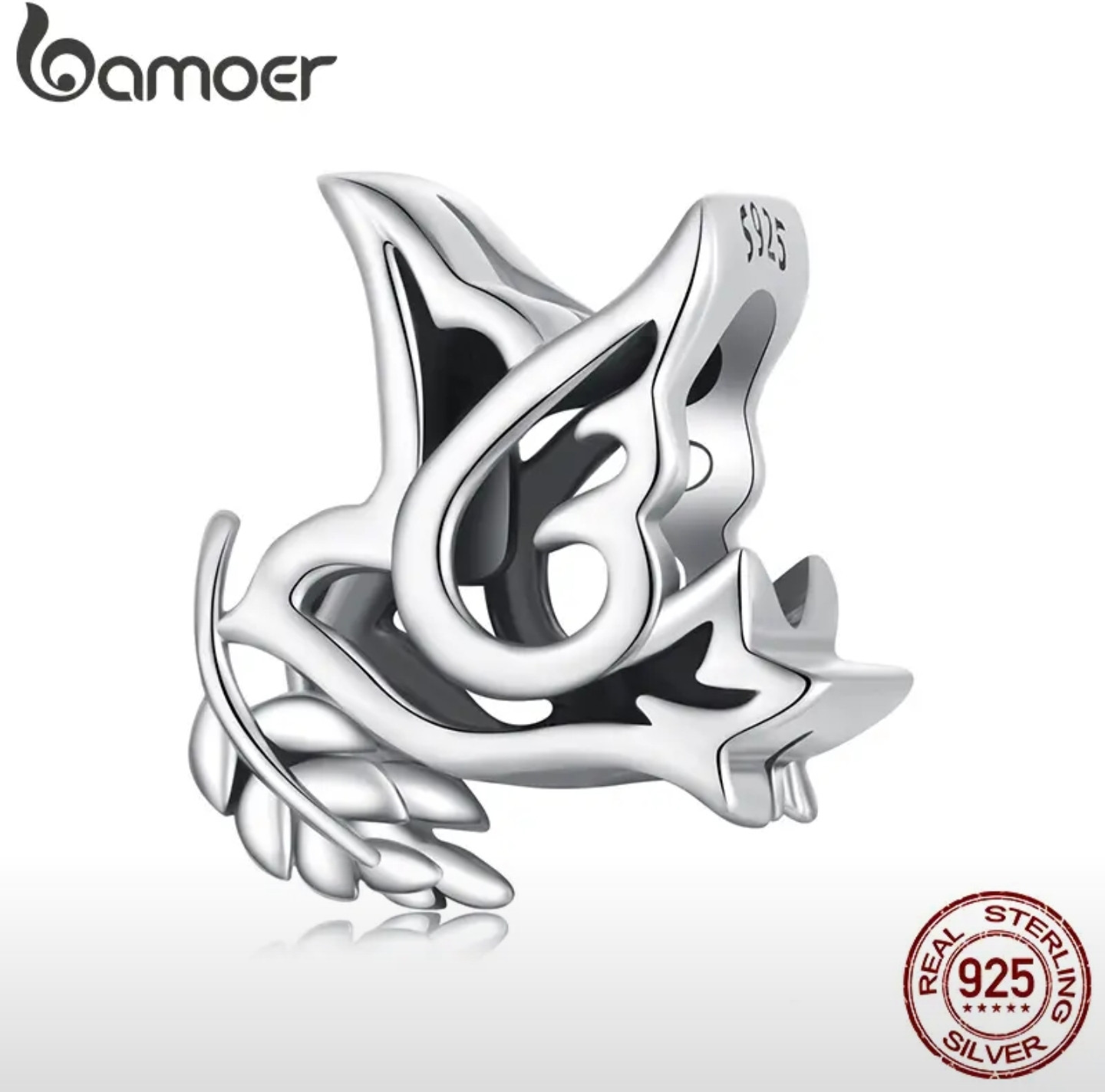 Шарм из серебра «Голубь» | Bamoer