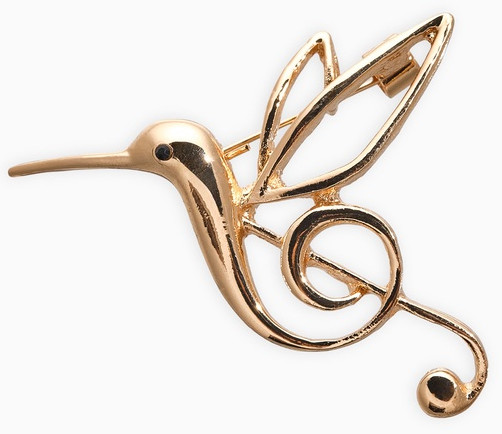 Брошь «Колибри. Скрипичный ключ»