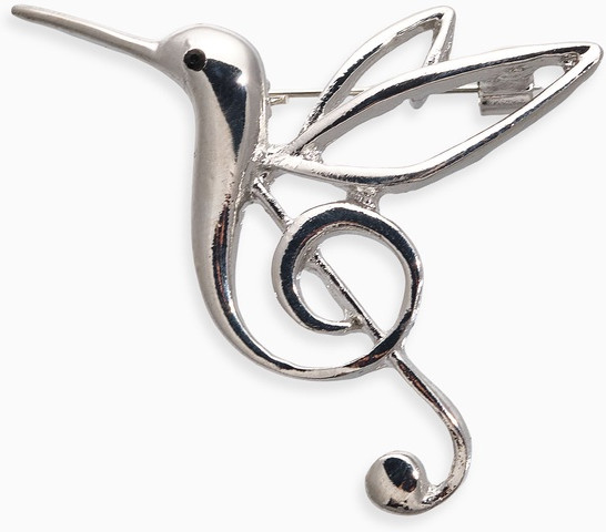 Брошь «Колибри. Скрипичный ключ»