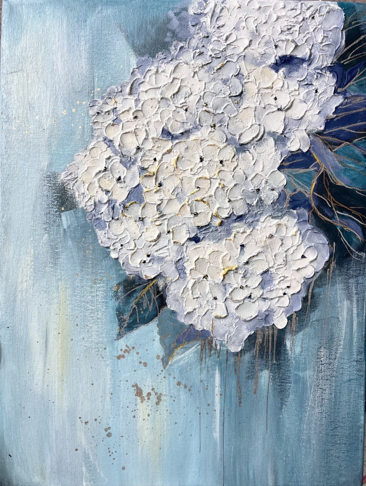 Картина интерьерная «Бирюзовая легкость. Гортензия» | Good Vibes Art