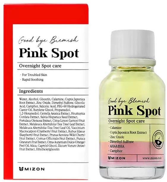 Двухфазное средство для устранения воспаленных прыщей «Good Bye Blemish Pink Spot» | Mizon