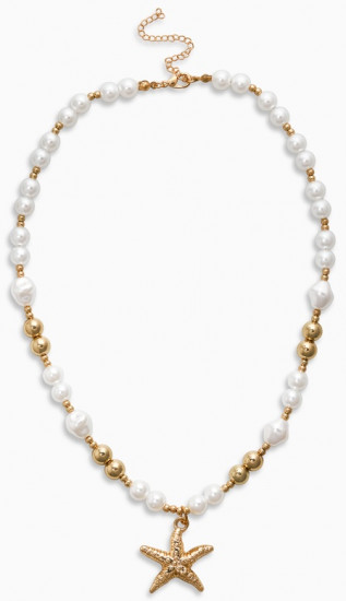 Кулон на жемчужных бусах «Морская звезда»