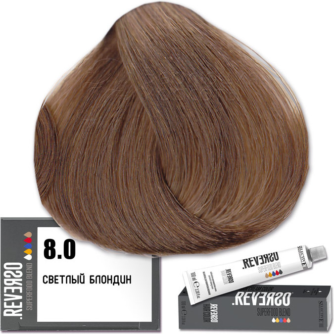 Крем-краска для волос «Reverso Hair Color», оттенок 8.0 Светлый блондин | Selective Professional