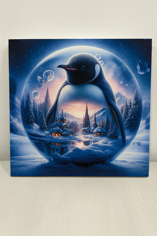 Картина на холсте «Зимний пейзаж. Пингвин»
