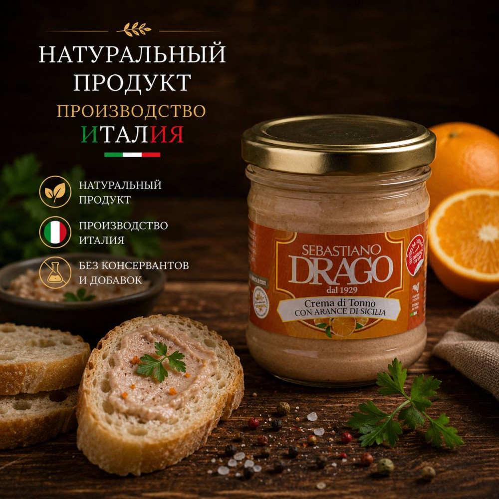 Крем из тунца с сицилийскими апельсинами | Drago Sebastiano