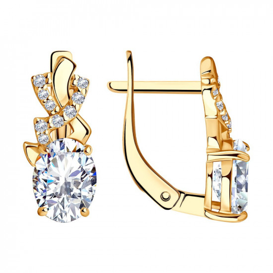 Серьги из золочёного серебра с фианитами