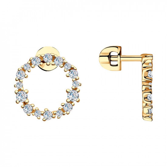 Серьги из золочёного серебра с фианитами