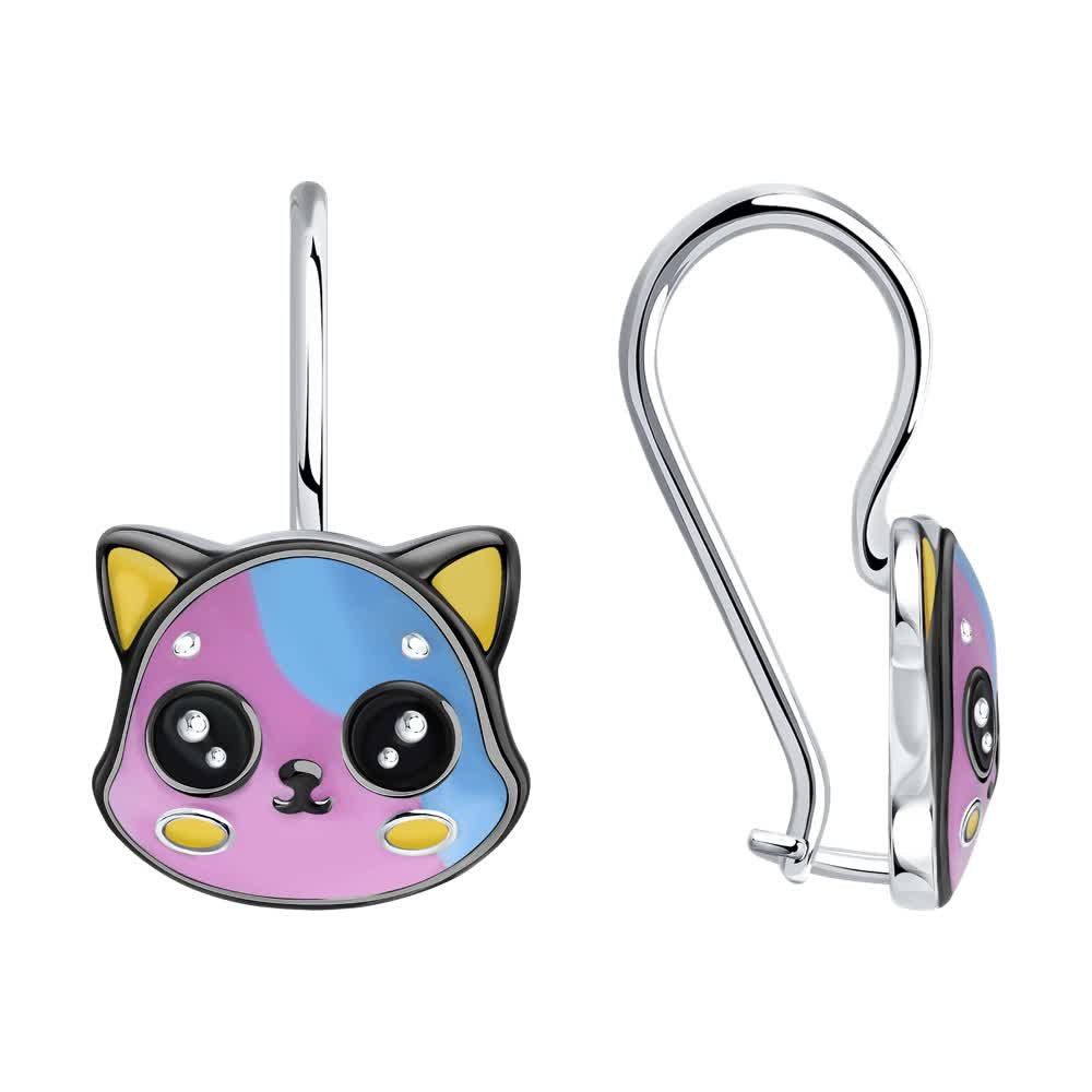 Серьги из серебра с эмалью | Diamant