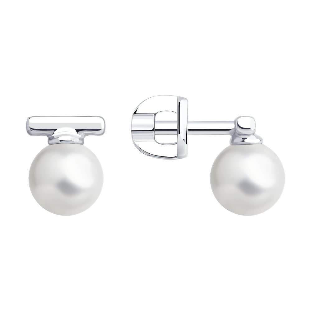 Серьги из серебра с синтетическим жемчугом | Diamant