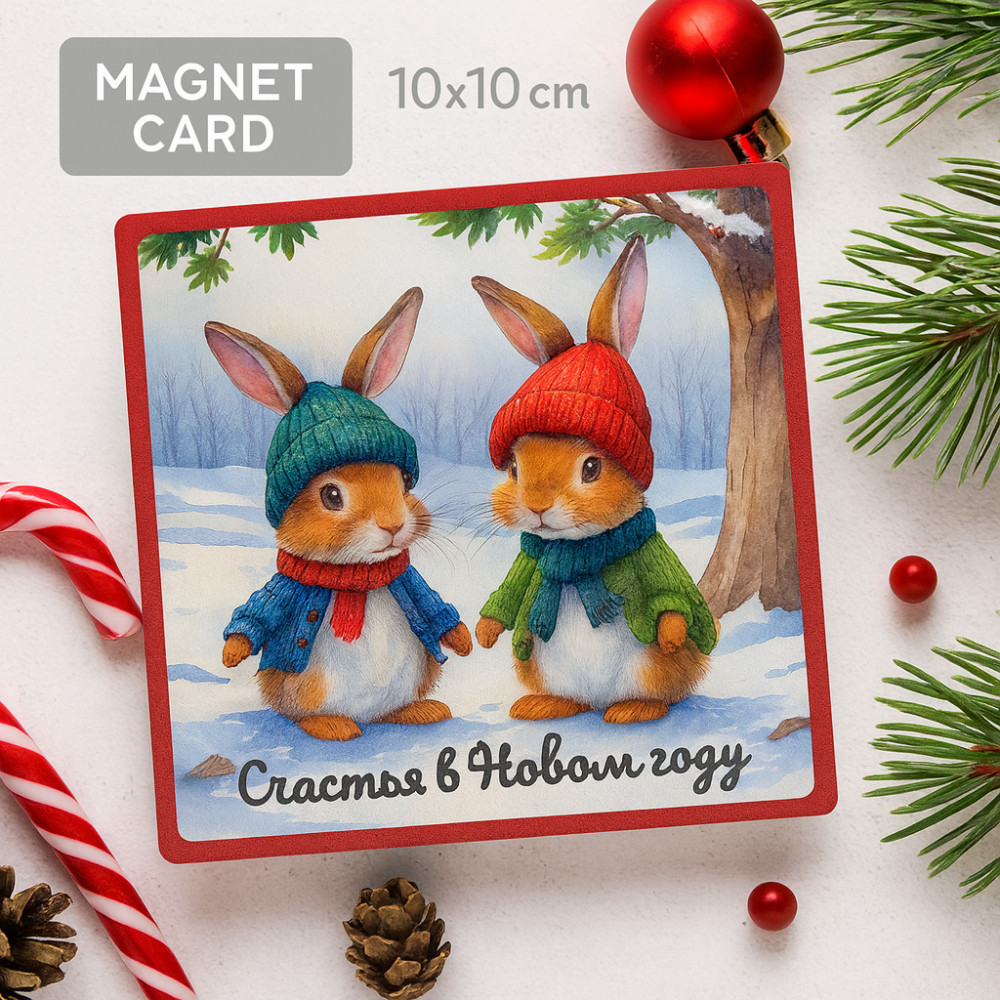 Открытка-магнит «Зайчики»