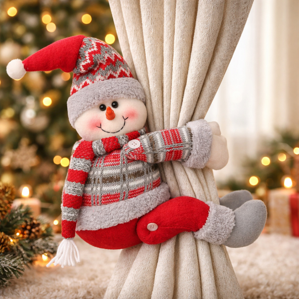Новогодний держатель на штору «Снеговик»