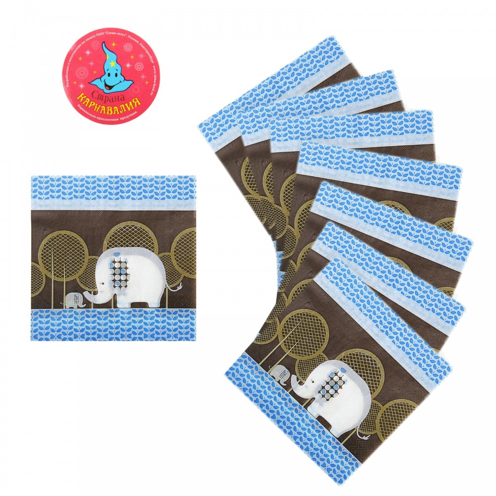 Набор бумажных салфеток «Слоник» (20 шт), в ассортименте | Страна Карнавалия