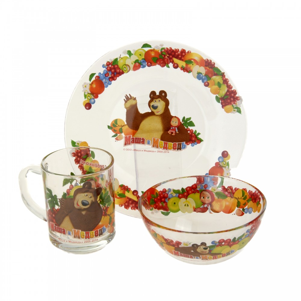 Набор детской посуды «Маша и Медведь. Фруктовая корзина» (3 предмета) | Маша и Медведь