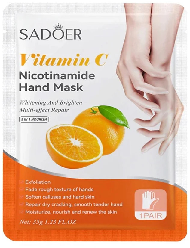 Отбеливающая маска для рук с ниацинамидом и витамином С | SADOER