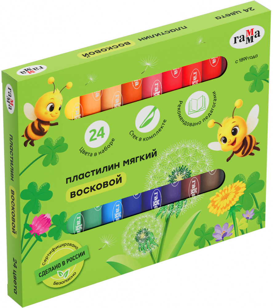 Пластилин восковой мягкий со стеком | Пчелка | Гамма