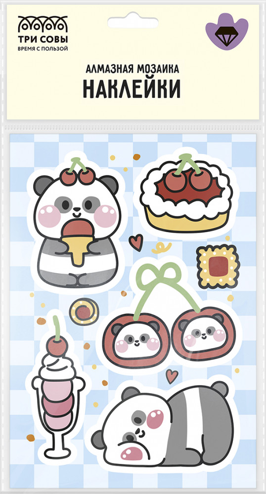 Набор для создания наклеек из алмазной мозаики «Панда» | Три совы