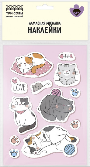 Набор для создания наклеек из алмазной мозаики «Котики»