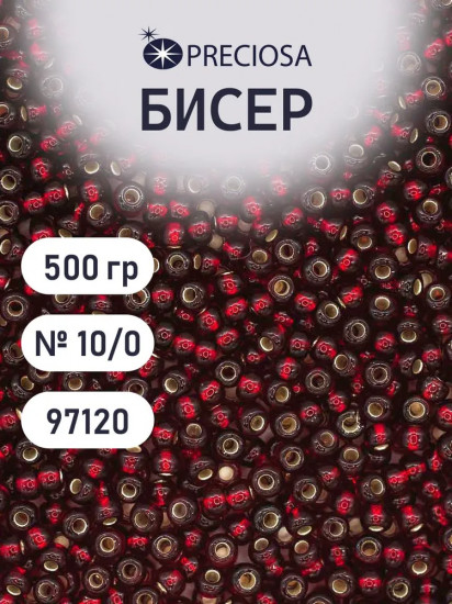 Бисер прозрачный с серебристым центром, цвет 97120